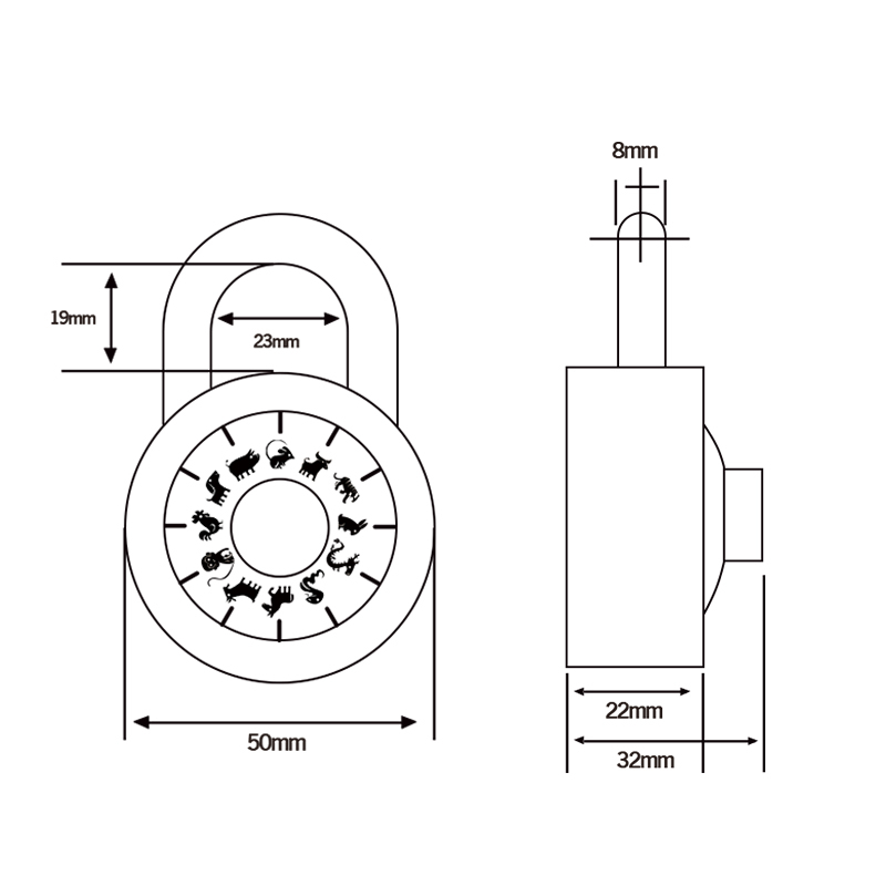 Chinese Zodiac Combination Padlock